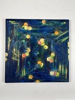 Full frontal view of the square acrylic painting showing entire composition