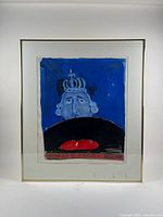 Full view of framed artwork under glass