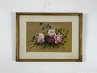 Full view of framed watercolour painting under glass