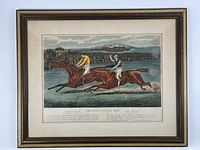 Full view of framed horse racing engraving