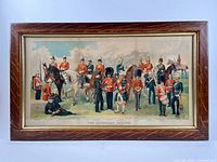 Full view of framed chromolithograph in oak frame