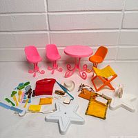Group shot of all Barbie furniture and accessories