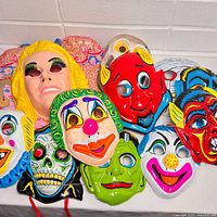 All masks and costume laid out together