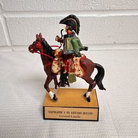 Front left view of General Lasalle miniature on horse showing plaque