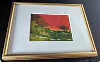 Framed miniature watercolour in gold frame with mat