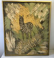 Full view of framed zebra batik