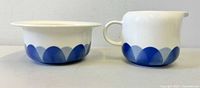 Cream jug and sugar bowl front view showing pattern