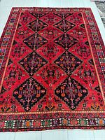 Full view of entire rug showing pattern and borders