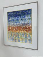 Full view of framed watercolour painting showing artwork, matting, and frame