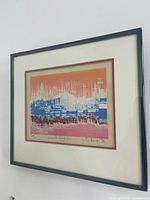 Framed harbour screenprint overall view