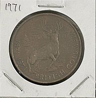 Obverse with caribou and British Columbia centennial dates