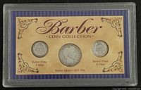 Front view of encapsulated Barber Coin Collection set