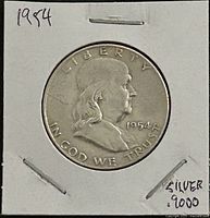Obverse of 1954 Franklin half dollar in 2x2 holder
