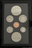 Reverse designs of all seven coins in presentation case