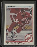 Front of Steve Yzerman Upper Deck card in sleeve