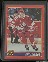 Front of 1991 Score Eric Lindros Hot Card in sleeve