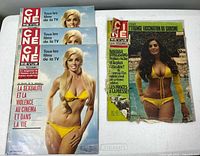 Three 1969 issues stacked beside one 1973 issue and loose 1976 cover, showing overall condition