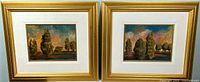 Both framed paintings side by side showing matching frames and mats