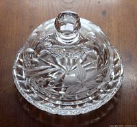 top view of crystal butter dish assembled