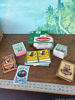 Overall lot showing all label bundles and Clicquot Club carrier