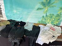 Overview of all nine clothing items laid out