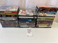 Overall view of all DVD stacks on table