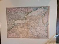 Framed Northern Italy map with mat