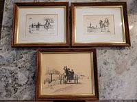 All three framed prints together