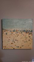 Full view of square beach scene canvas on wall