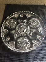 Top view showing cut crystal design and scalloped rim