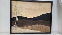 Full view of framed textured canvas landscape