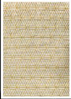 Full view of geometric mustard triangle rug
