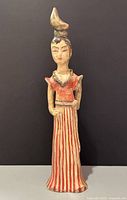 Full view of painted terracotta court lady figurine