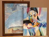 Both paintings side by side for scale and comparison