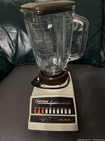 Complete blender assembled showing jar, lid and base