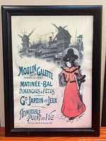 Full view of framed Moulin de la Galette poster