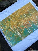 Front view of entire birch tree canvas painting