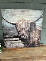 Full view of Highland cow wood print