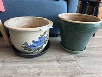 Both ceramic planters side by side showing size and colors