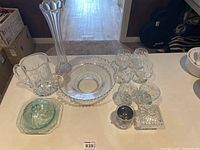 Group shot of all glass and crystal pieces on countertop