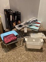 Overview of all items including styling tools, organizers, cloths and storage bags