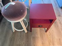 stool and side table side-by-side