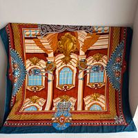 Full view of Cartier silk scarf showing design and colors