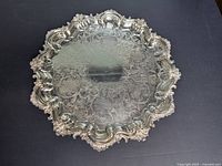 Full view of ornate silver-plated salver