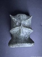 Front view of soapstone owl sculpture