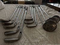 All clubs laid out showing heads and shafts