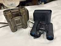 Both binoculars side by side, Tasco left, Bushmaster right with case