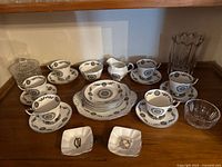 Full set arranged showing all china and glass pieces