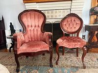 Front view of both chairs showing style and upholstery