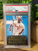 Front of PSA-slabbed 2003 Topps Hobby Masters Albert Pujols card showing grade PSA 9 Mint